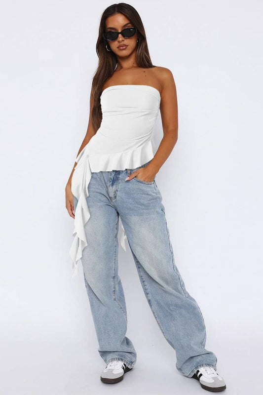 CWTTSL0465_HOT GIRL SLIM FIT TASSEL SEXY TUBE TOP VEST