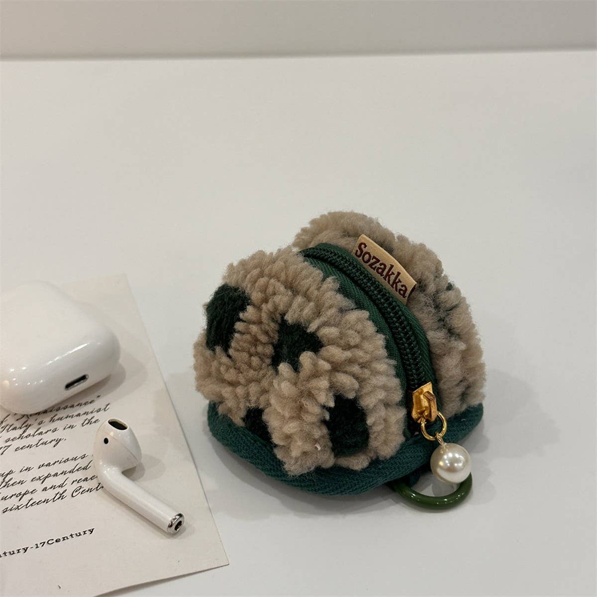 CWOSWL602 Loose V-Neck Button  Foldover Collar Sweater