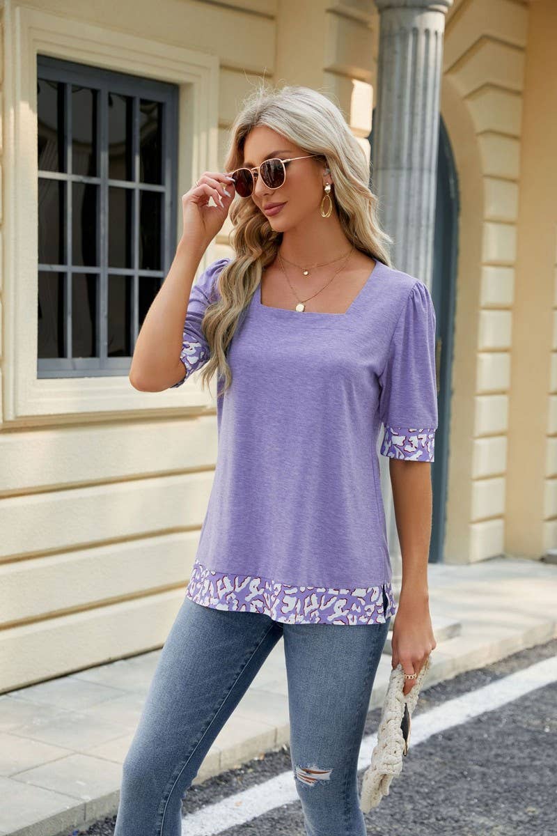 CWTTS0762_Sweetheart Neck Shirt Sleeve Top