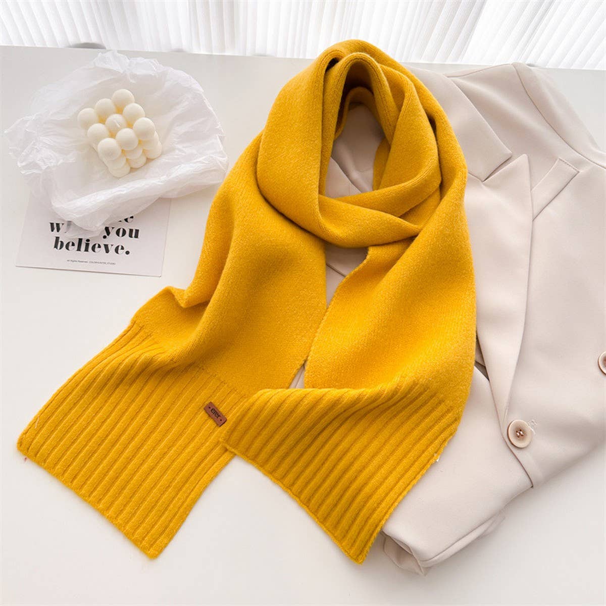 Warm Minimalist Wool Wrap Scarf for Fall Days