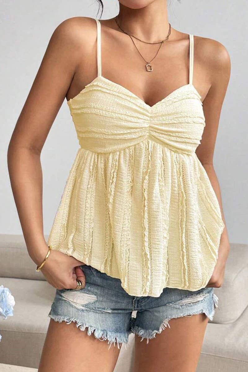 CWTTSL0452_SUMMER SEXY SMALL VEST PLEATED SOLID COLOR TOP