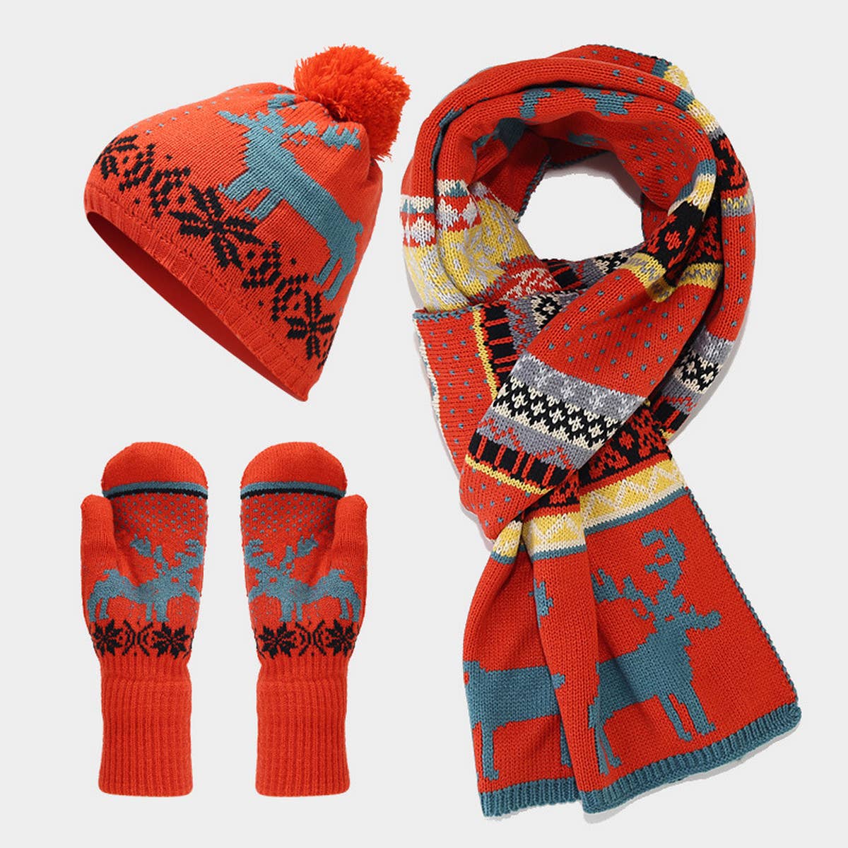 CHRISTMAS HAT SCARF GLOVES THREE PIECE SET_CWAH1595