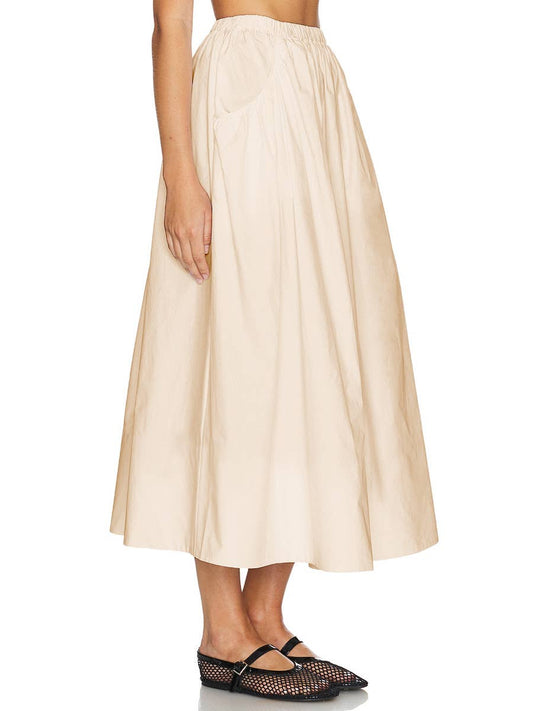 FASHIONABLE COTTON HEMP HIGH WAIST LOOSE SKIRT