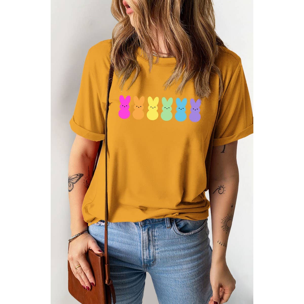 CUTE PRINTED BUNNY ROUND NECK T SHIRT FOR EASTER_CWTTS0790