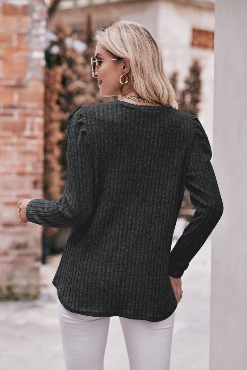 CWOSWL6465_ROUND NECK LONG SLEEVED TOP WITH TRIMMED FUR