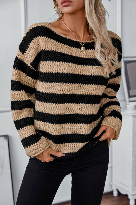 CWOSWL2814_CONTRAST STRIPED BOAT NECK SWEATER