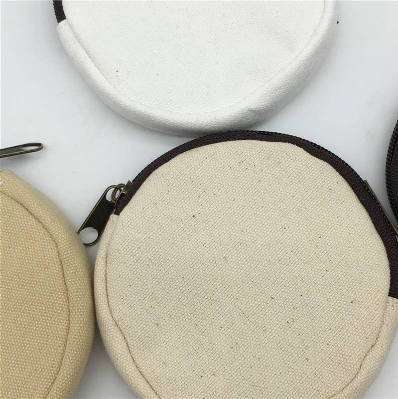 Round cartoon canvas coin purse and money bag