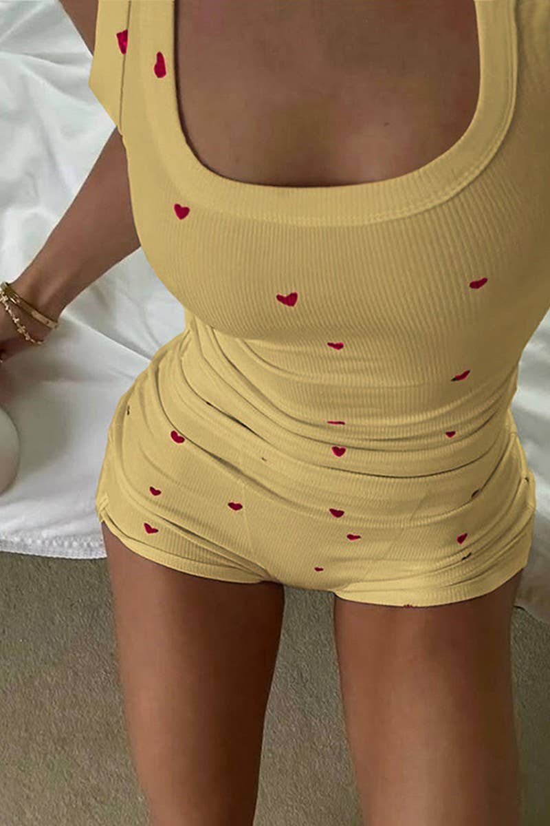 CWSPJ0444_SUMMER PRINTED VEST SHORTS PAJAMAS TWO-PIECE SET