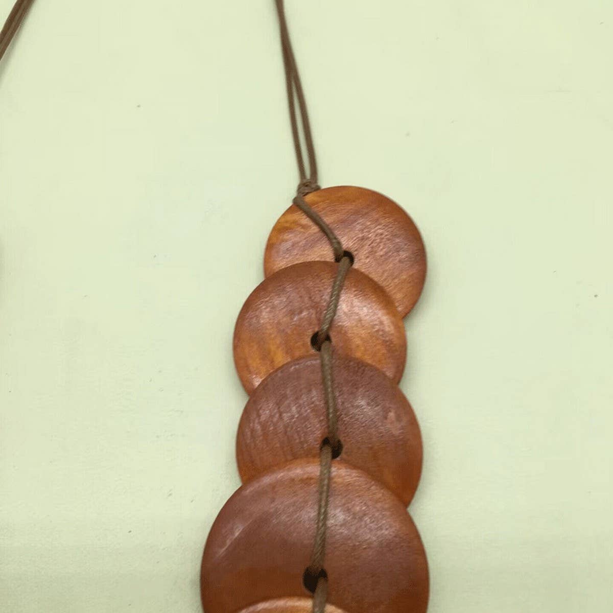 FASHION ROUND WOOD SLICE ADJUSTABLE NECKLACE_CWMM4863