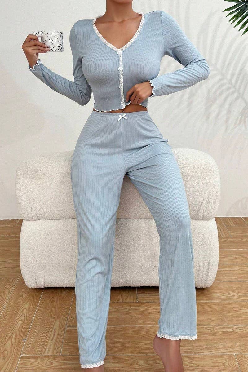 CWSPJ00478_LACE LONG SLEEVE AND PANTS PAJAMA SET