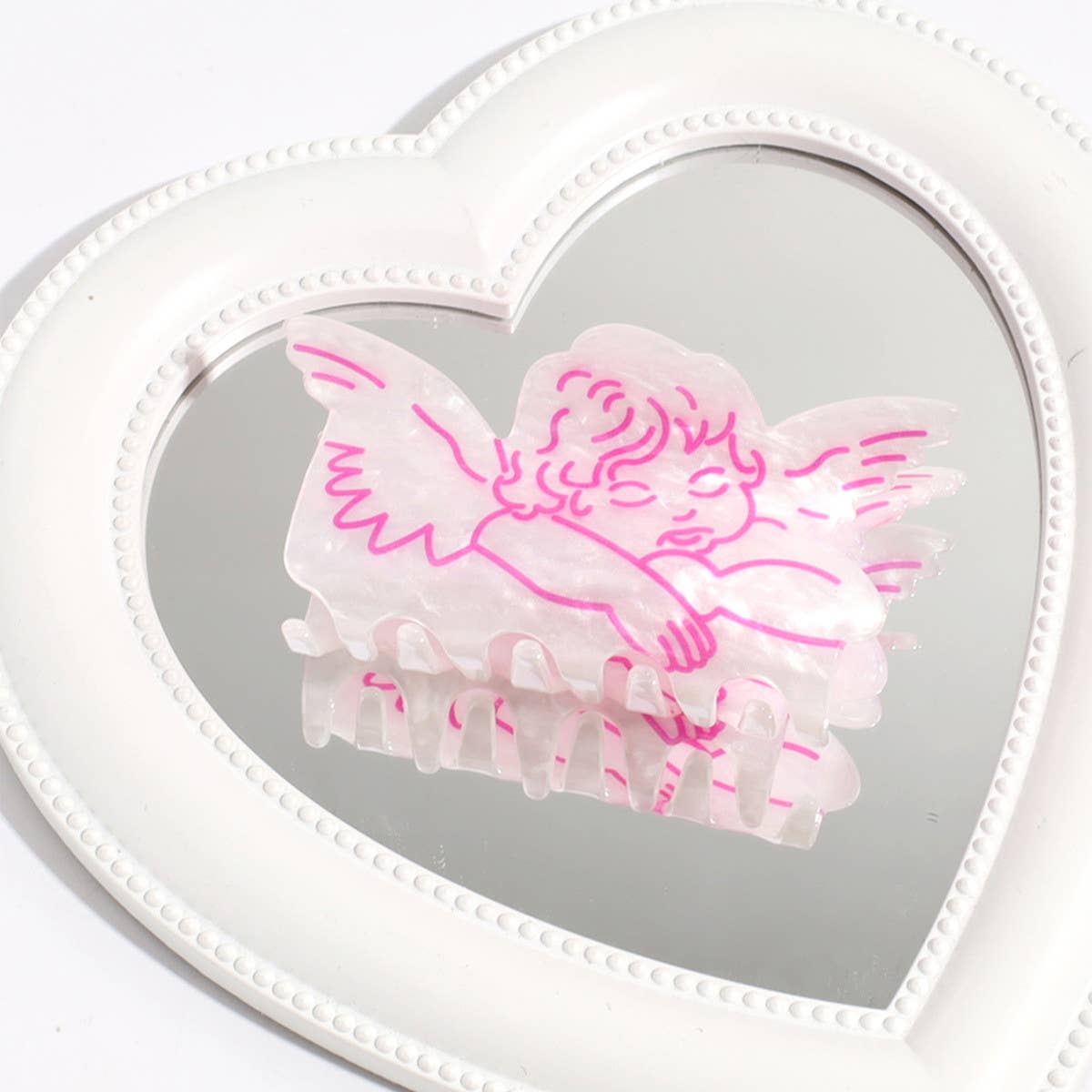 Vintage Acetate Hair Claw - Angel Button Clip