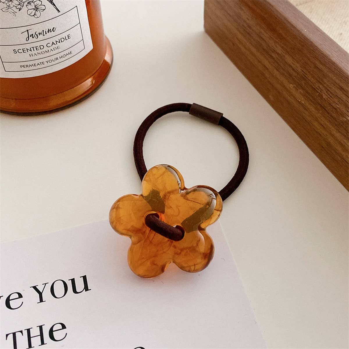 6PCS/SET ACRYLIC BEAR FLOWER BOW HAIR TIES_CWAHA0337