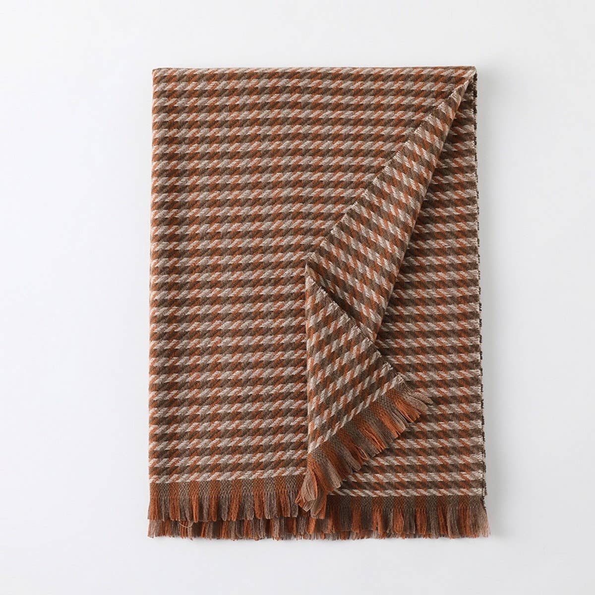 WINTER WARM LATTICE LARGE SCARF FRINGE SHAWL