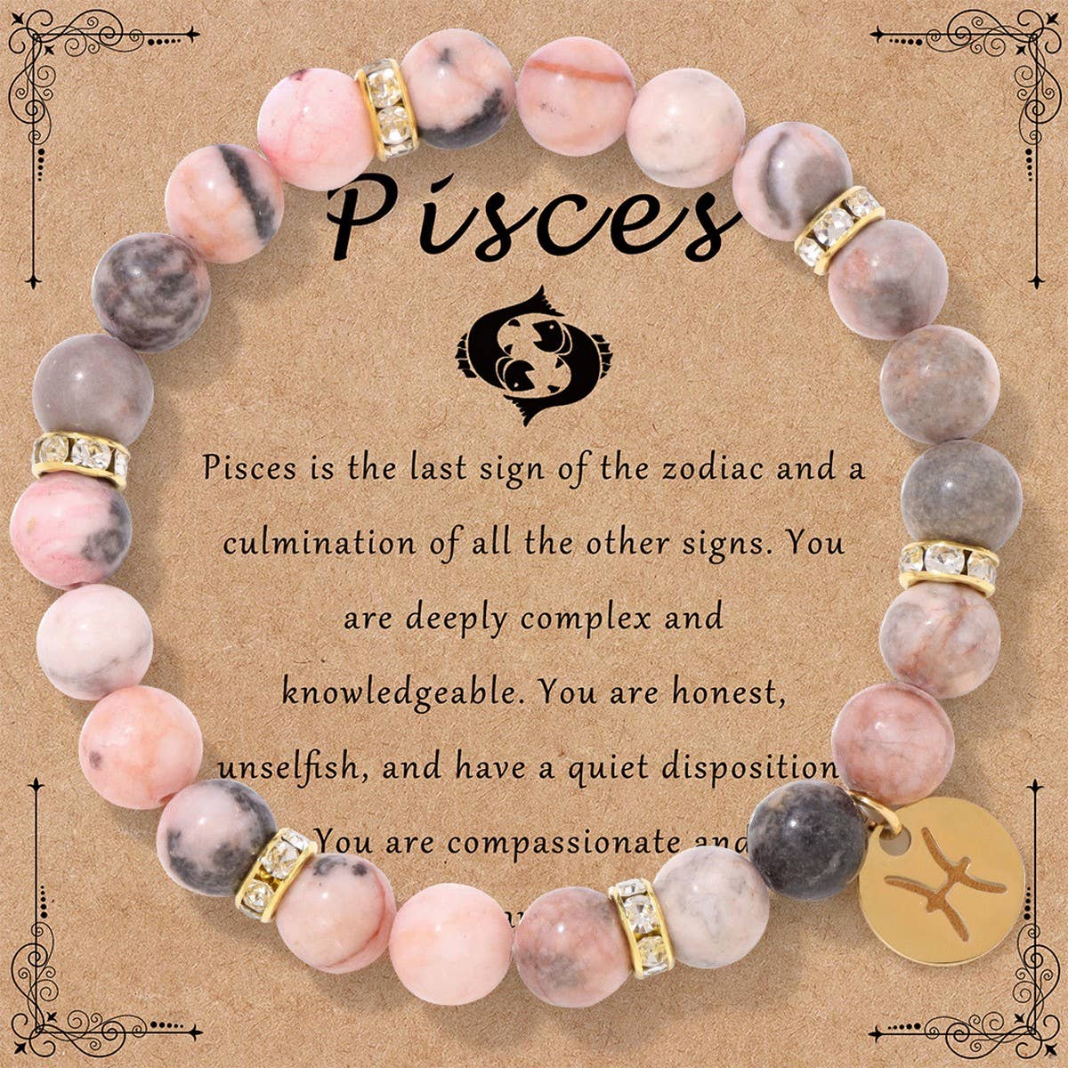 NEW ZODIAC BEADED ELASTIC ROPE BRACELET_CWAJE2096