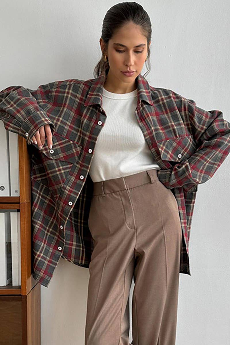 CWTBLL00577_RETRO PLAID CASUAL LONG SLEEVE SHIRT JACKET