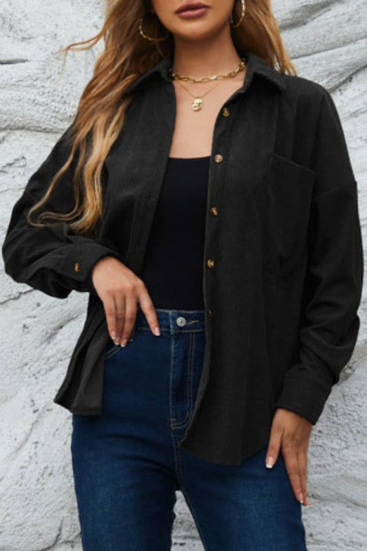 CWTSTL2122_WINTER LOOSE BUTTON-UP LONG-SLEEVED SHIRT TOPS