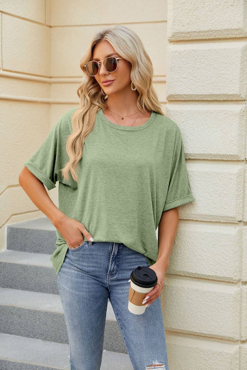 CWTTS0816_Round Neck Short Sleeve Knit Top