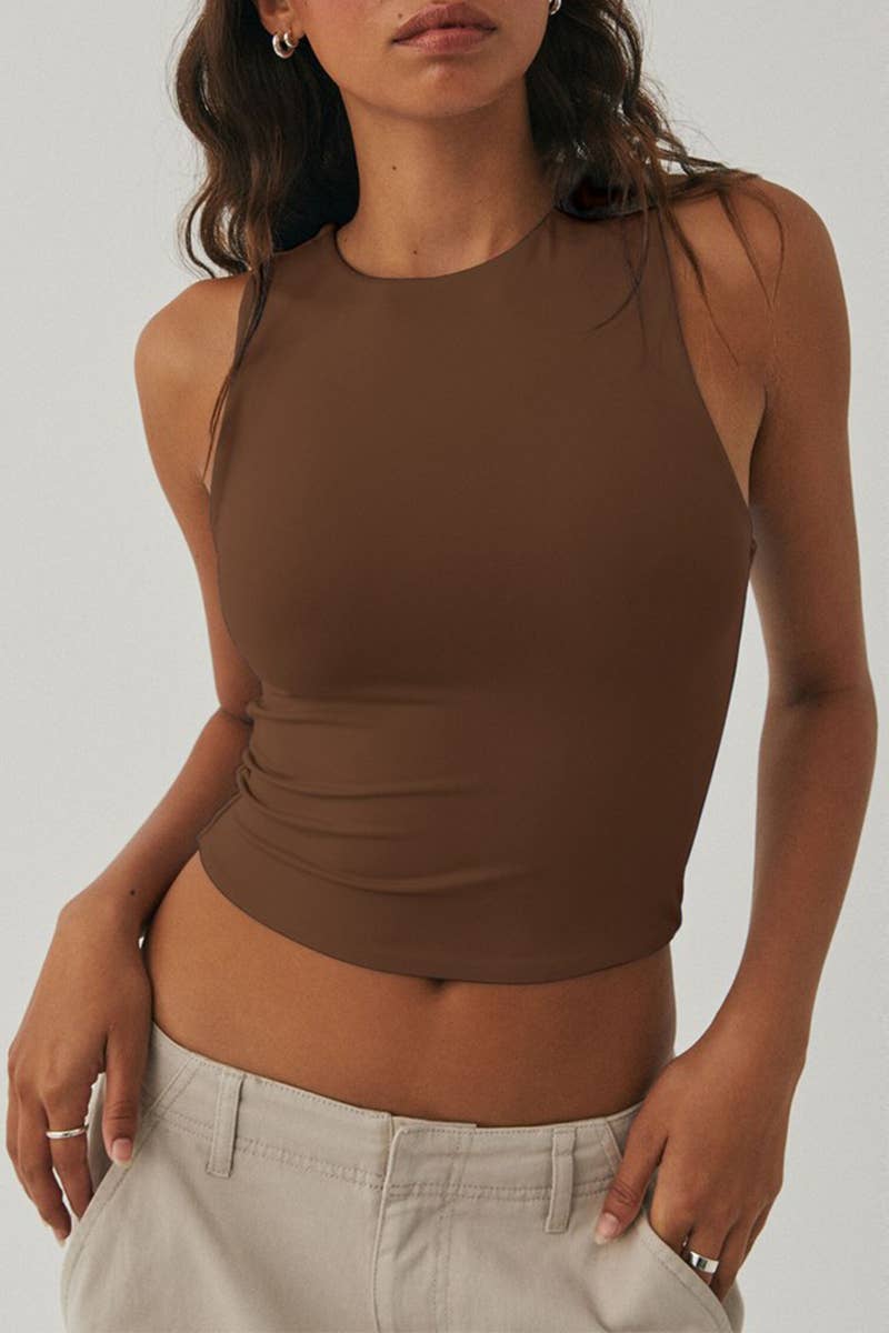 CWOV0770_SEXY BELLY-BARING SLEEVELESS TIGHT RACERBACK VEST