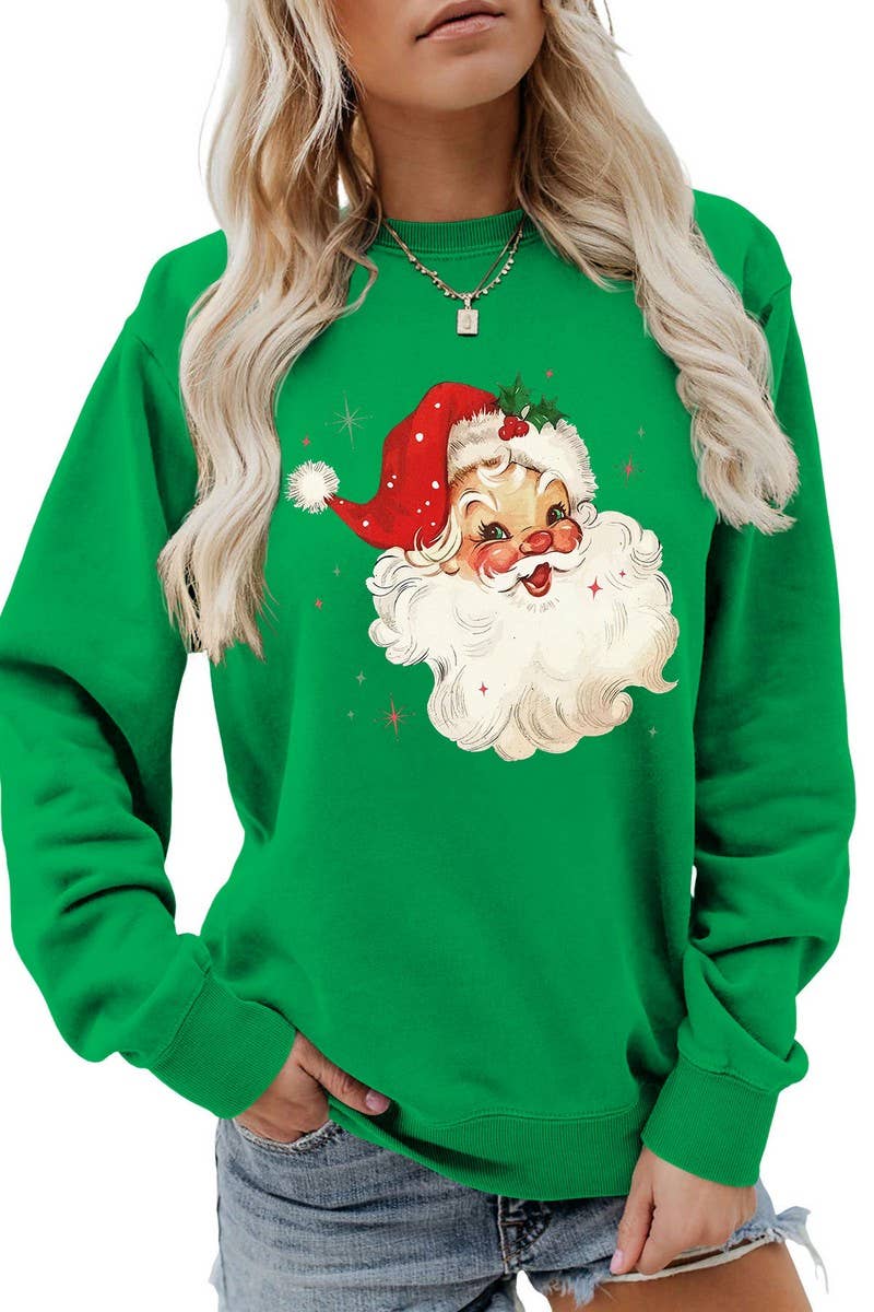CWTBLL01324_SANTA CLAUS HEAD PATTERN PULLOVER SWEATSHIRT