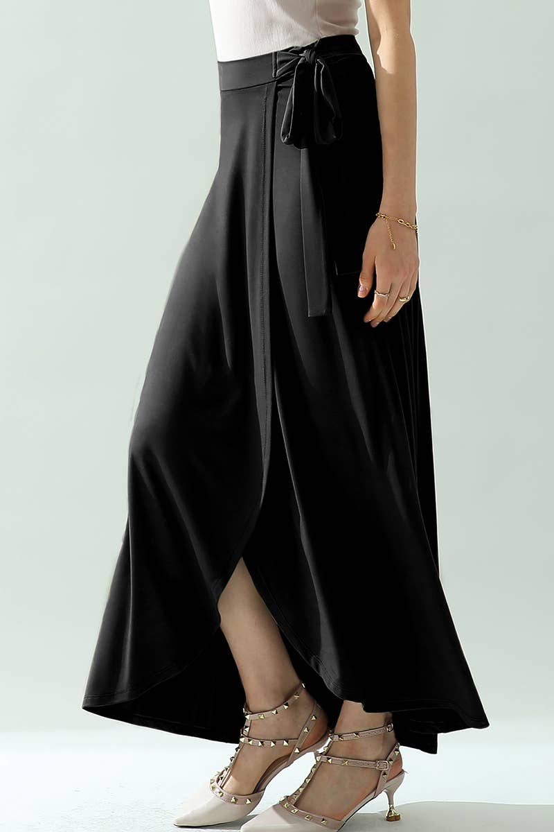 CWBLS117_High Waisted Maxi Wrap Skirts with Slit