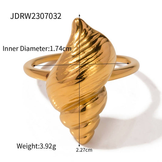 STAINLESS STEEL CONCH RING OCEAN THEME JEWELRY_CWAJE1225