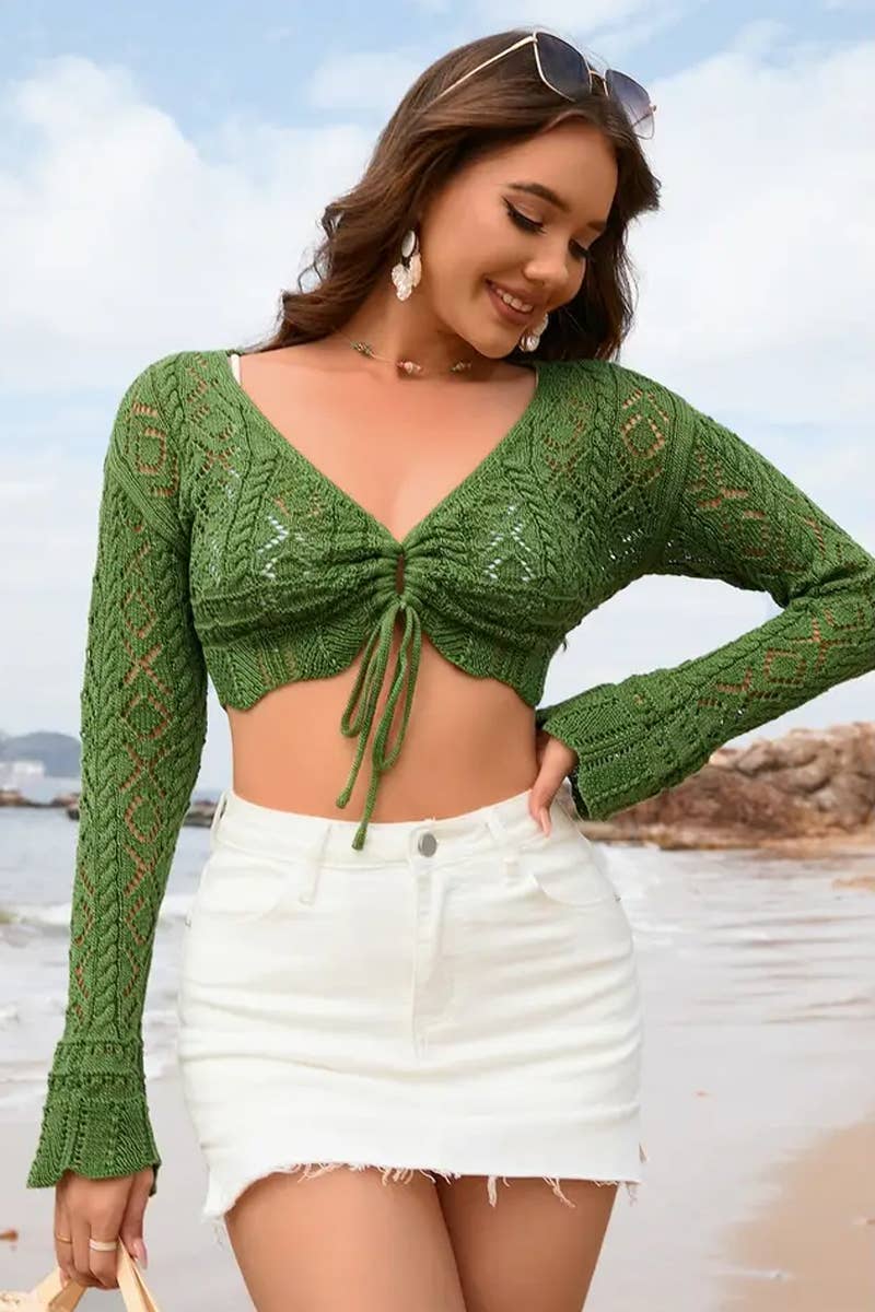 CWTTL1995_SPRING AND SUMMER V-NECK FASHION CARDIGAN