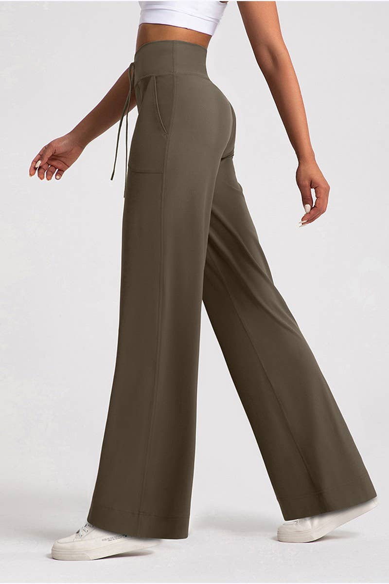 CWBLP1505_STRAIGHT DRAWSTRING HIGH WAIST LOOSE SWEATPANTS