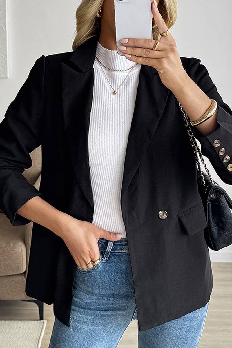 CWTTT0087_CASUAL COMMUTER SUIT COLLAR BLACK SUIT JACKET