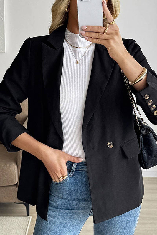 CWTTT0087_CASUAL COMMUTER SUIT COLLAR BLACK SUIT JACKET