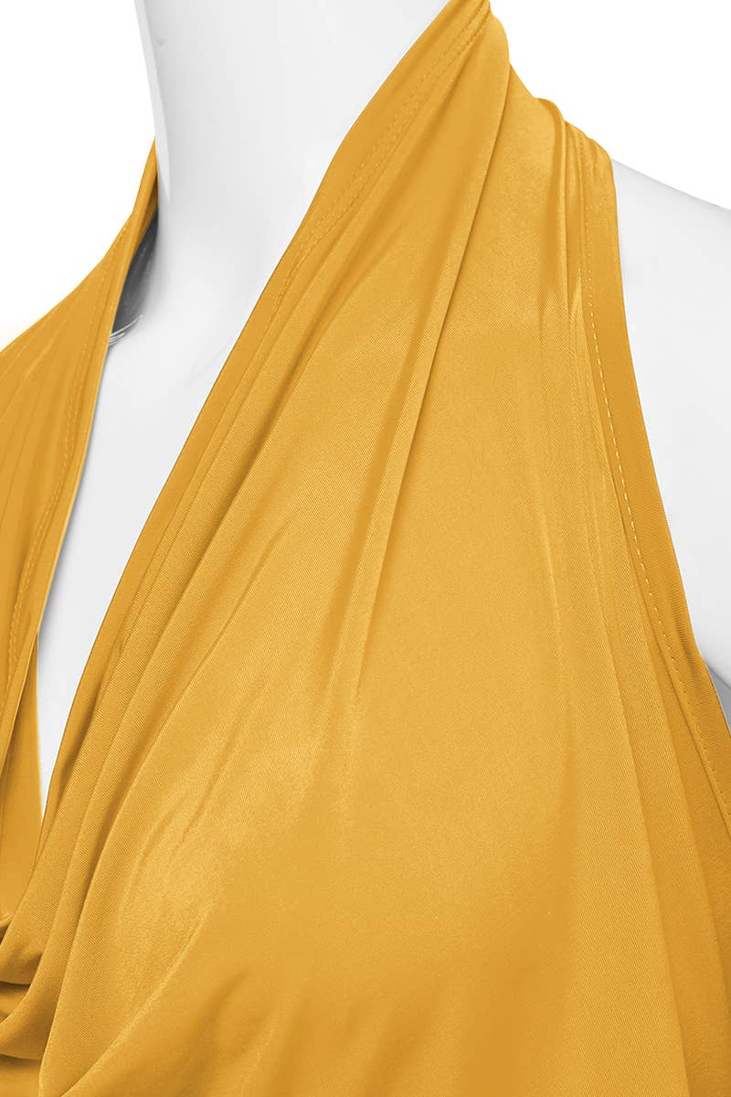 AWTHT028_Halter Neck Draped Front Open Back Top