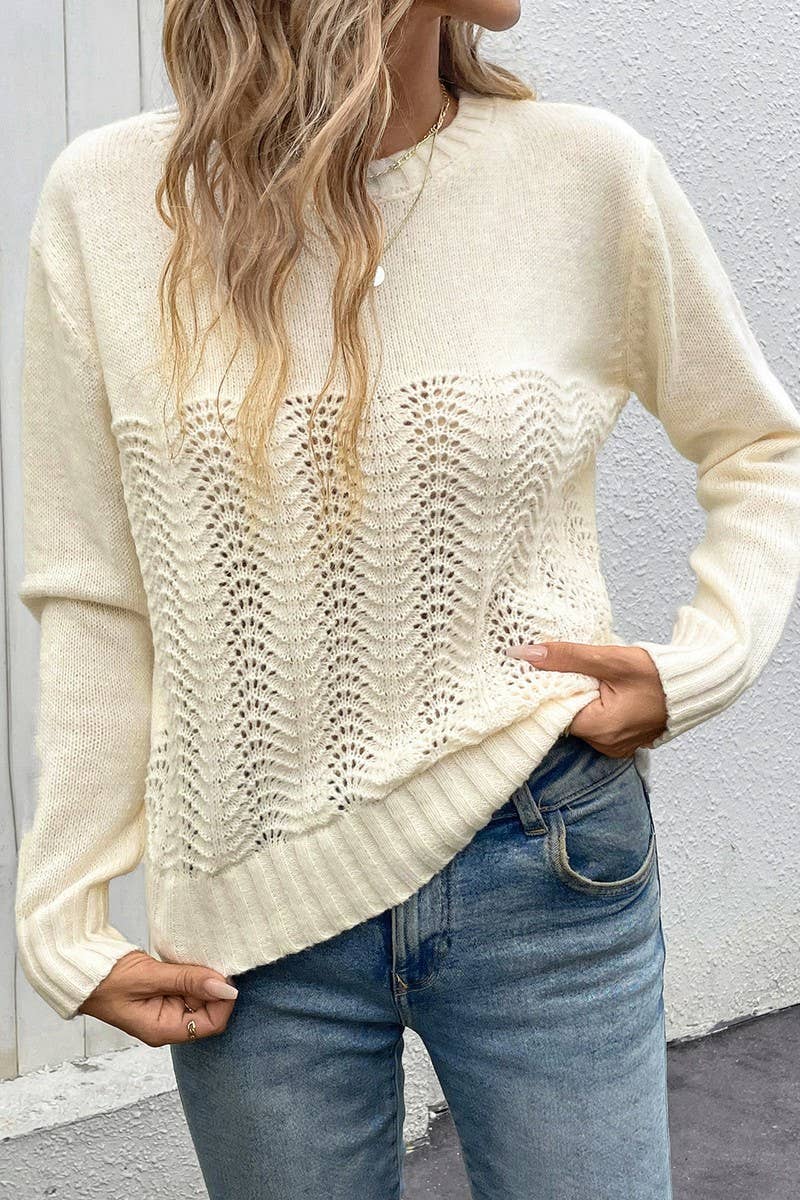 CWTTL1973_SOLID COLOR SIMPLE HIGH-END CASUAL KNITTED SWEATER