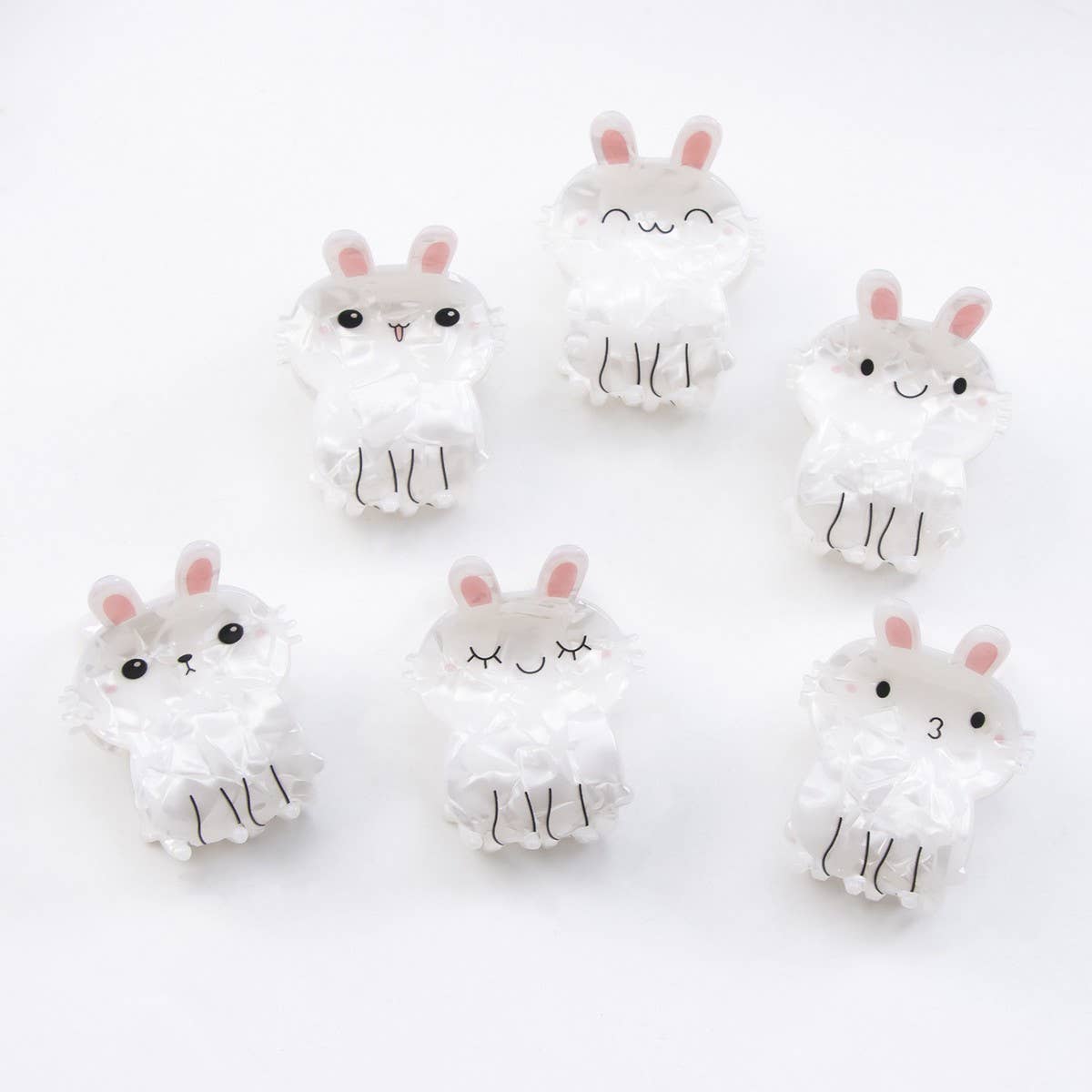 CWAHA1434_WHITE CARTOON RABBIT HAIR CLAW CLIP