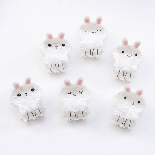 CWAHA1434_WHITE CARTOON RABBIT HAIR CLAW CLIP
