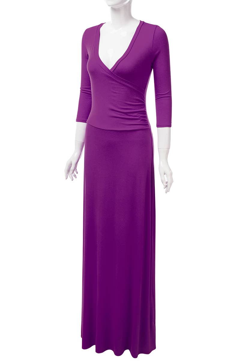 AWDMD283_3/4 Sleeve Knit Long Dress