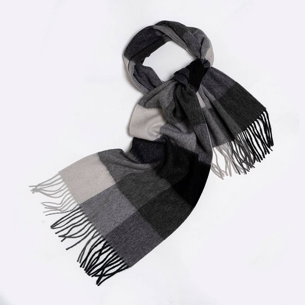 Blue Check Wool Scarf Winter Warmth Unisex Shawl_CWASC2308