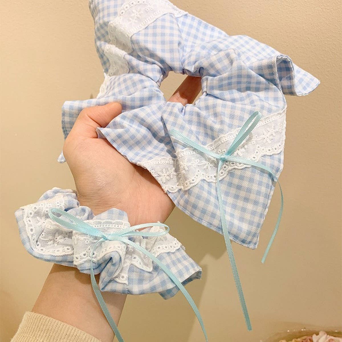 LACE BOW SQUARE SCARF HAIRBAND HAIR ACCESSORY