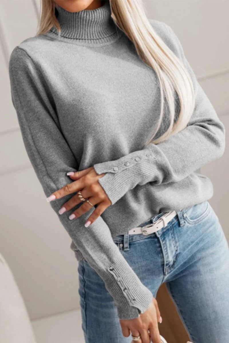 CWOSWL07458_TURTLENECK BUTTON-DOWN PULLOVER SWEATER