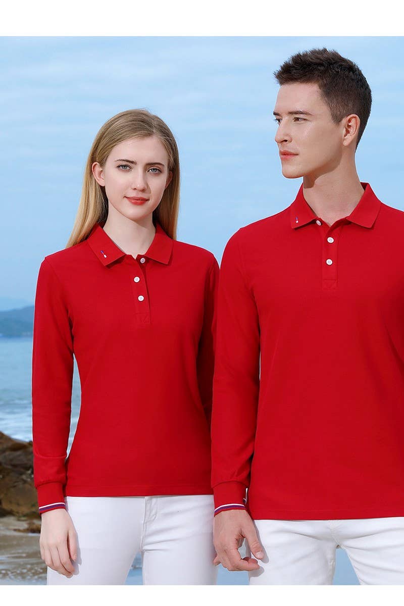 CWTBLL00670_CUSTOM SOLID COLOR LONG SLEEVE POLO SHIRTS