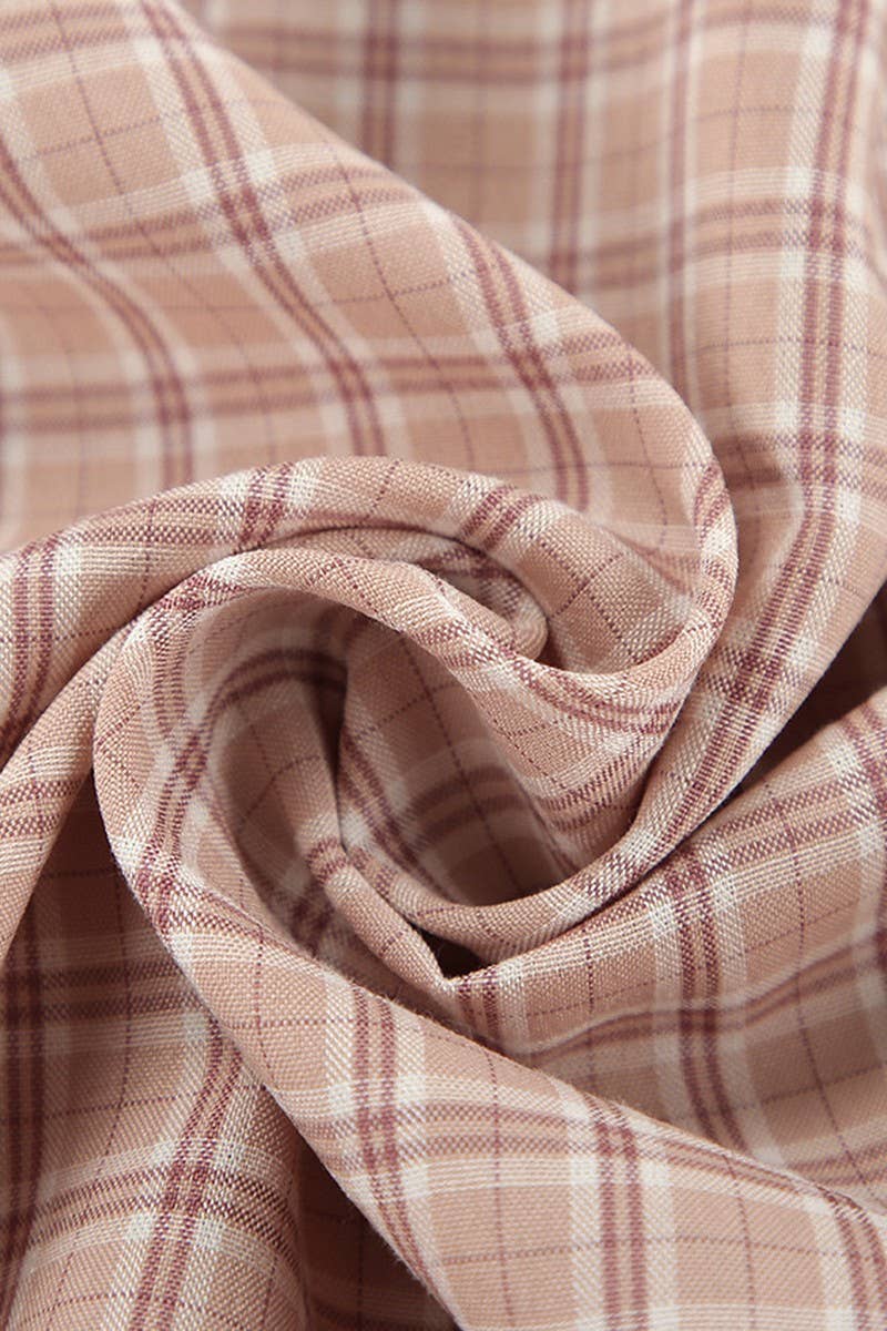 CWSPJ0203_PLAID CARDIGAN SHORTS HOME PAJAMAS TWO-PIECE SET