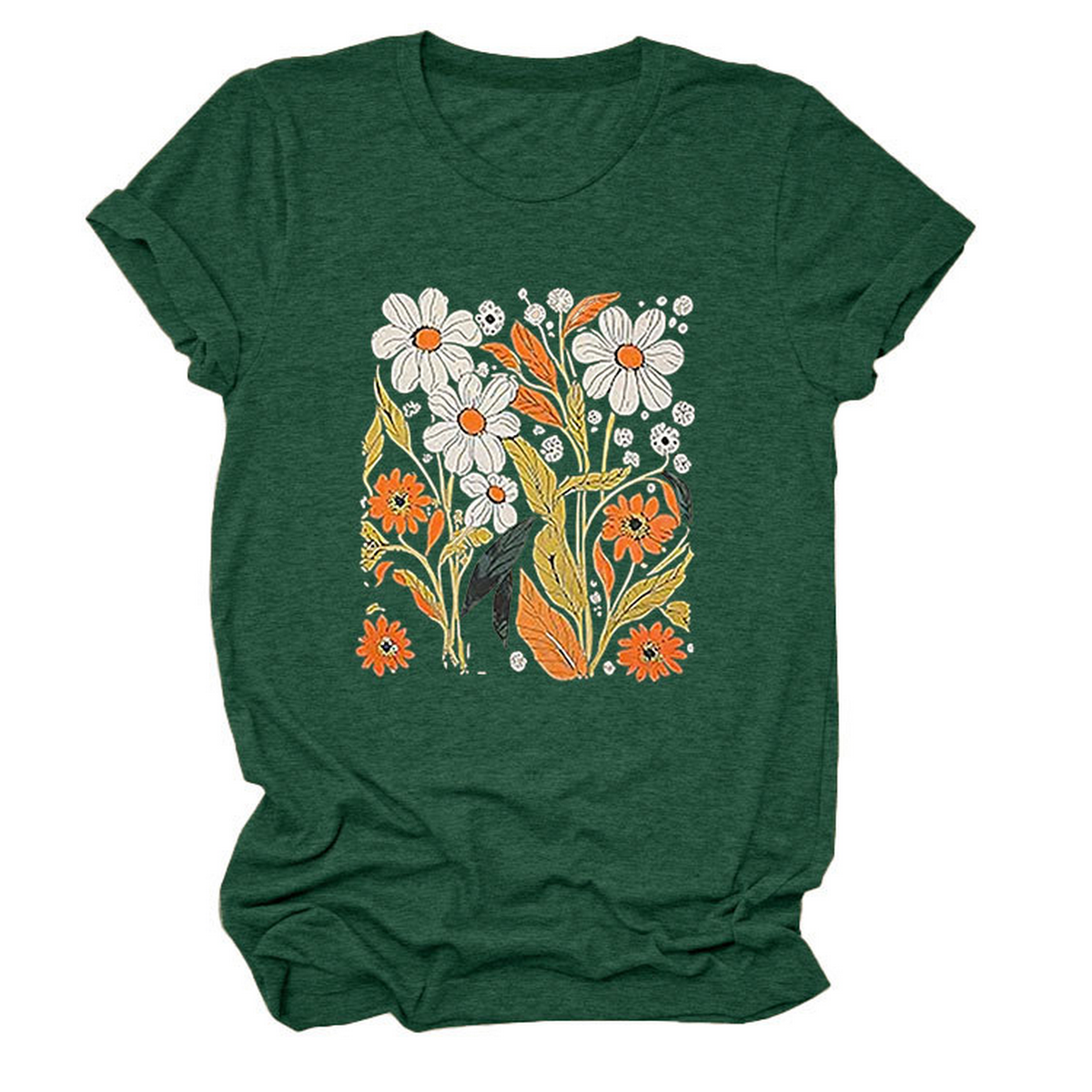 Women?™s Summer Tee ??Floral Casual Round Neck_CWTTS1500