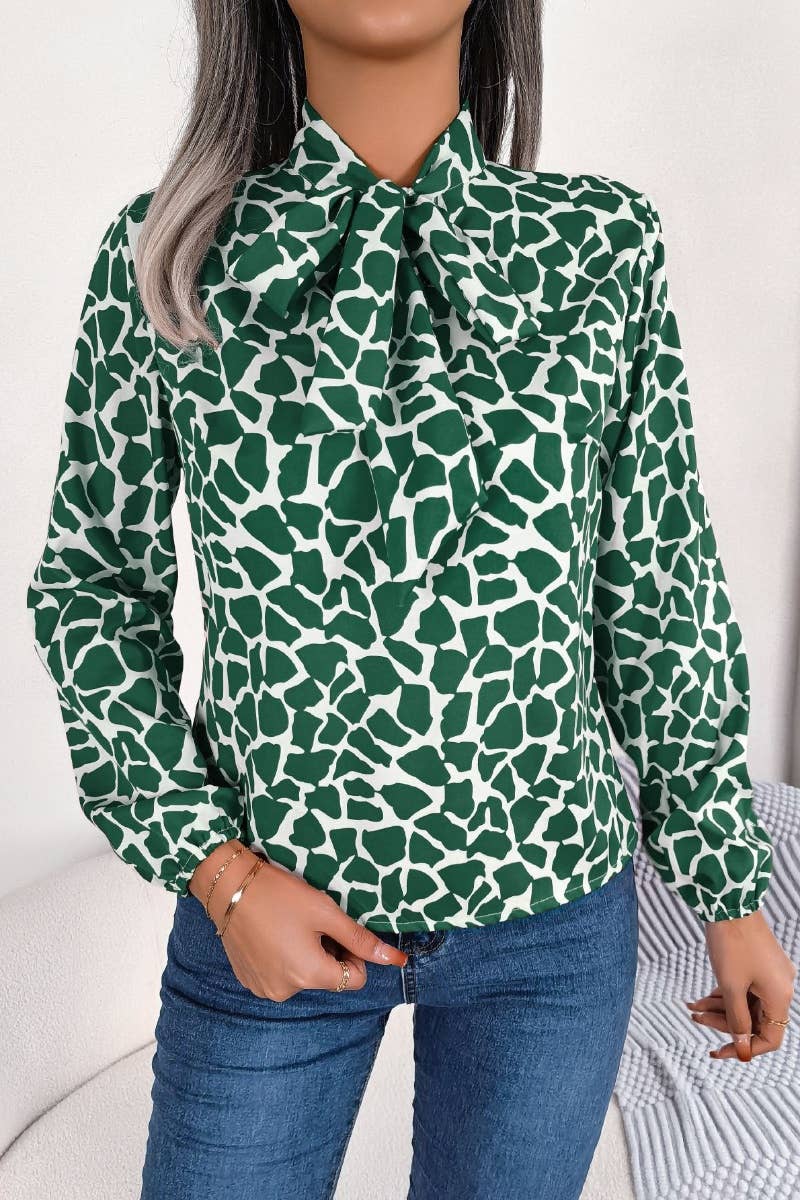 CWTSTL2128_AUTUMN COLOR CONTRAST LANTERN SLEEVE TOP