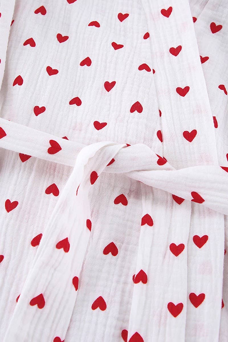 CWSPJ0190_HEART PRINT NIGHTGOWN SHORTS TWO-PIECE PAJAMAS