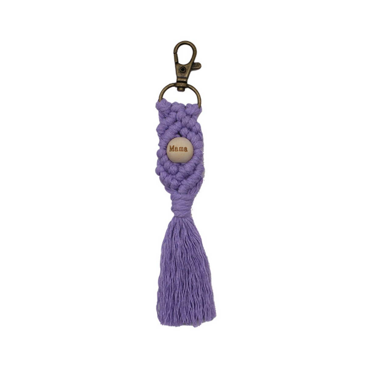 LETTER PENDANT COTTON ROPE BRAIDED KEYCHAIN