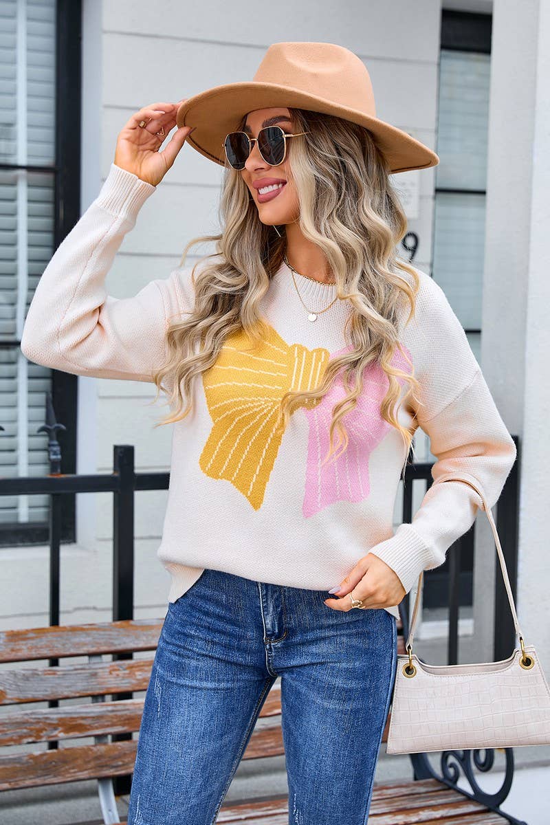 CWOSWL3101_BOW COLORBLOCK PULLOVER SWEATER