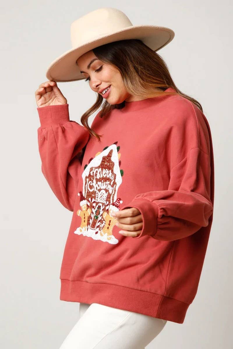 CWTBLL01282_SEQUINED CREW NECK CHRISTMAS SWEATSHIRT