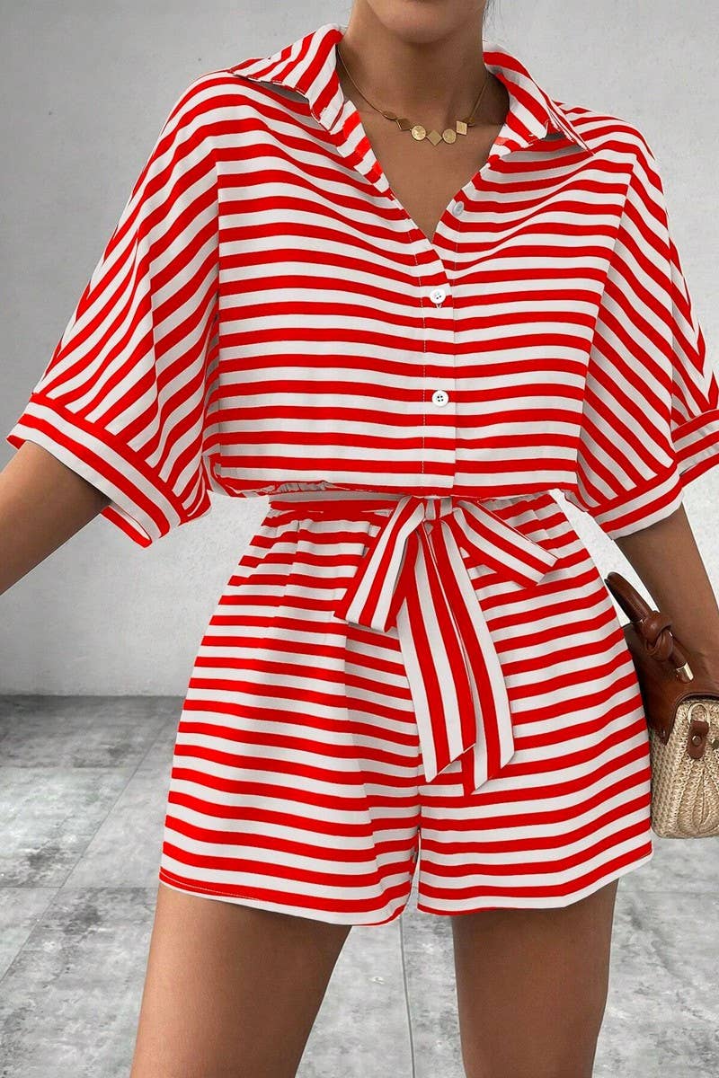 CWSBSS0053_SPRING AND SUMMER LAPEL MID SLEEVE BODYSUIT SET