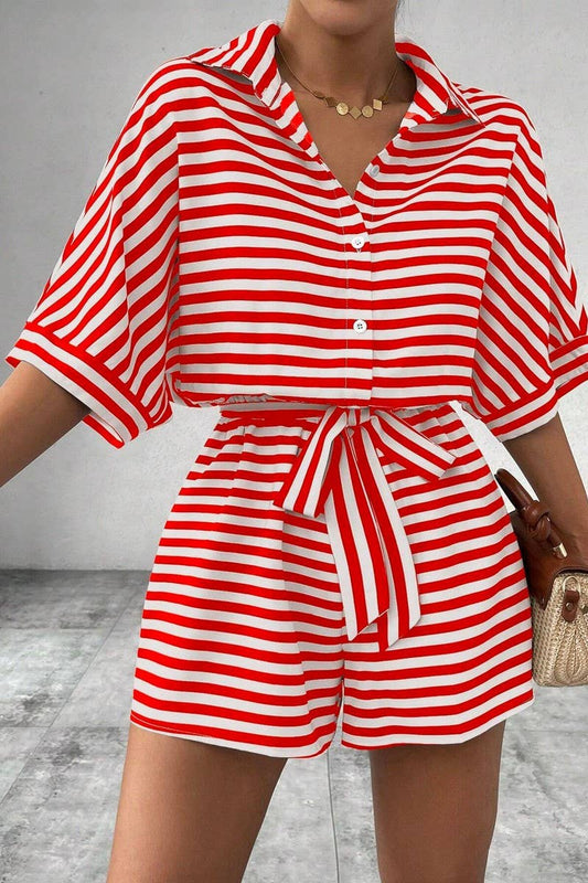 CWSBSS0053_SPRING AND SUMMER LAPEL MID SLEEVE BODYSUIT SET