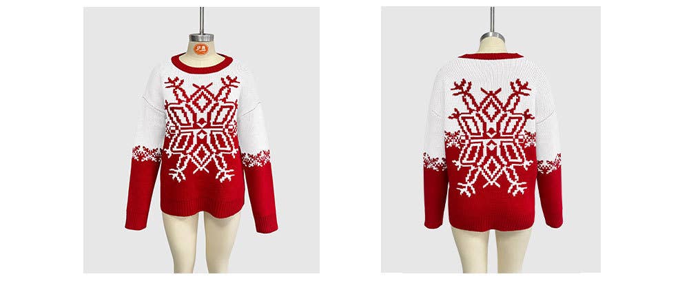 Christmas big snowflake casual knitted sweater