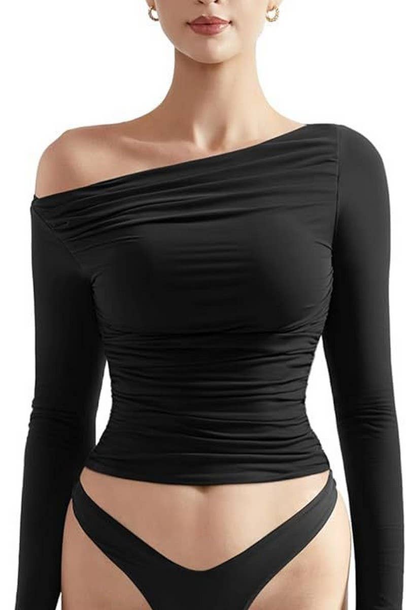 CWTBLL01150_OFF-THE-SHOULDER MILK SILK SLIM-FIT BASE TOP
