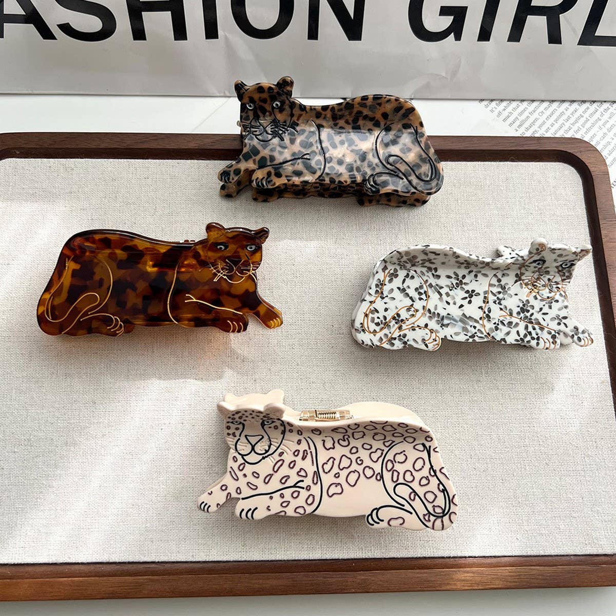 Cartoon Leopard Hair Claw ??Acetate Animal Clip_CWAHA5760